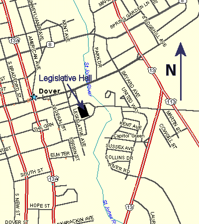 Map to Delaware's Capitol Complex